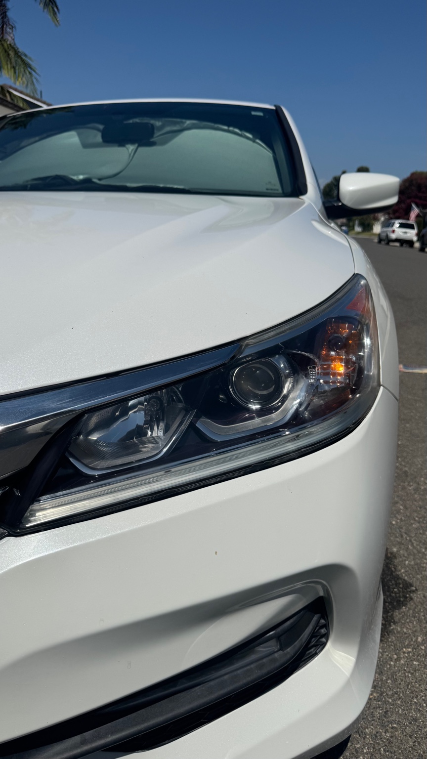 Sedan headlight after restoration